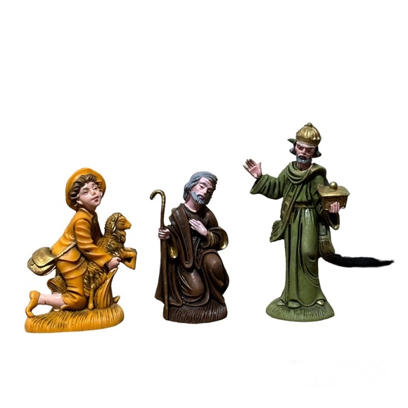 Vintage Antique Molded plastic made in Italy Nativity scene figures. Set of 3 - Picture 1 of 10